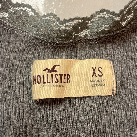 Hollister Charcoal Tank with Lace and Bow - Picture 4 of 5